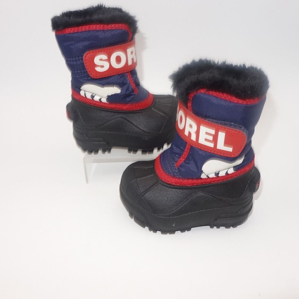 NEW Sorel Snow Commander Winter Boots Blue Red Kids Toddler Size 4 NO BOX